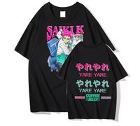 OUHZNUX Cotton T-shirt Anime Cosplay T-shirt The Disastros Life of Saiki K Peripheral T-shirt 2D Heat Transfer Printing Short-sleeved Comics T-shirt for Boys and Girls XS-3XL-Black||XXL