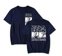 OUHZNUX David Kushner T-shirt Skin and Bones Peripheral Printed T-shirt Round Neck Unisex T-shirt Trendy Casual Oversized Short-sleeved Top XS-3XL-Dark blue||XL