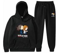 OUHZNUX Hoodie Greys Anatomy 2D Line American Drama Peripheral Pullover Set Fun Hoodie + Sweatpants Casual Mens and Womens Round Neck Plus Velvet Sweatshirt Two-Piece Set S-3XL
