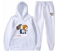 OUHZNUX Hoodie Greys Anatomy 2D Line American Drama Peripheral Pullover Set Fun Hoodie + Sweatpants Casual Mens and Womens Round Neck Plus Velvet Sweatshirt Two-Piece Set S-3XL