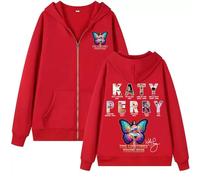 OUHZNUX Hoodie Katy Perry Tour Zipper Hoodie Unisex Harajuku Hip Hop Vintage Zip Up Hoodies Men Bodywarmer Fleece Sweatshirts S-XXL-Red||x_l