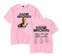 OUHZNUX Kane Brown Peripheral Cotton T-shirt T-shirt Round Neck Men's and Women's Short-sleeved Summer Hip-hop Couple Fan Gift T-shirt XS-3XL-Pink||M