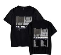 OUHZNUX Men's and Women's T-shirts PartyNextDoor Tour Concert T-shirts Hip-hop Singer Printed Cotton T-shirts Casual Sports Short-sleeved Shirts XS-3XL-Black||L