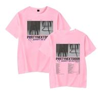 OUHZNUX Men's and Women's T-shirts PartyNextDoor Tour Concert T-shirts Hip-hop Singer Printed Cotton T-shirts Casual Sports Short-sleeved Shirts XS-3XL-Pink||3XL