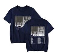 OUHZNUX Men's and Women's T-shirts PartyNextDoor Tour Concert T-shirts Hip-hop Singer Printed Cotton T-shirts Casual Sports Short-sleeved Shirts XS-3XL-Dark blue||XS
