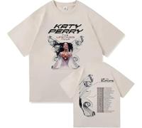 OUHZNUX Men's Oversized T-Shirt Sports Shirt Katy Singer Perry Printed Short Sleeved T-Shirt Cotton Women's O-Neck Summer Casual TeeXS-3XL-Khaki||l
