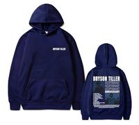 OUHZNUX Rapper Hoodie Bryson Tiller Men's Casual Vintage Hoodie ANNIVERSARY Graphic Print Sweatshirt Male Hip Hop Streetwear Oversized Hoodies XS-3XL-Blue||S
