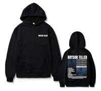 OUHZNUX Rapper Hoodie Bryson Tiller Men's Casual Vintage Hoodie ANNIVERSARY Graphic Print Sweatshirt Male Hip Hop Streetwear Oversized Hoodies XS-3XL-Black||S