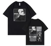 OUHZNUX Rapper Ice Cube Graphic Print T-shirt Men and Women Casual Round Neck T-shirt Oversized Hip-hop Street T-shirt Cotton T-shirt XS-3XL-Black||L