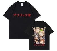 OUHZNUX T-Shirt Anime Delicious In Dungeon Oversized Comic Print T-Shirt Women's Men's O-Neck Short Sleeve Crew Neck Sweatshirt Casual Sports T-Shirt Fun Clothes XS-3XL-Black||S
