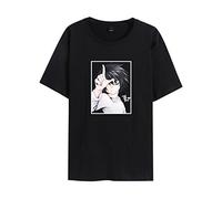 OUHZNUX T-Shirt Death Note L·lawliet Boys T-Shirt Printed Girls Cute Classic Short Sleeve Anime Cosplay Cotton Shirt XXS-3XL