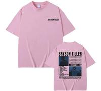OUHZNUX T-Shirt Rapper Bryson Tiller Anniversary Graphic Print T-Shirt Men's Casual Cotton T-Shirt Men's Women's Hip Hop Retro Oversized T-Shirt XS-3XL-Pink||S