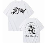 OUHZNUX Unisex T-shirt Chris Stapleton Double-sided Printed T-shirt Men and Women Round Neck Short-sleeved Shirt Sports Hip-hop Street T-shirt Fan Gift XS-3XL-White||L