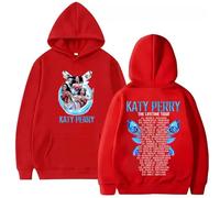 OUHZNUX Women's Katy Perry Hoodie Retro Music Fan Pullover Long Sleeve Unisex Print Oversized Fleece Sweatshirt with Kangaroo Pocket Hoodie XS-3XL-Red||m