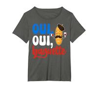 Oui French Baguette Shirt Funny Bakery Pastry Bread Baker T-Shirt, Women's Plus, Asphalt Grey, 3X