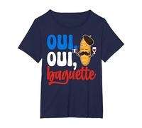 Oui French Baguette Shirt Funny Bakery Pastry Bread Baker T-Shirt, Women's Plus, Navy Blue, 1X