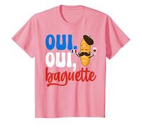 Oui French Baguette Shirt Funny Bakery Pastry Bread Baker T-Shirt, Youth, Pink, Medium