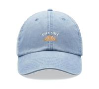 Oui Oui Croissant Baseball Cap Vintage Washed Unisex Dad Hat Adjustable Light Blue