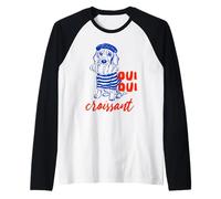 Oui Oui Croissant, Funny Dog, Funny French Meme Raglan Baseball Tee