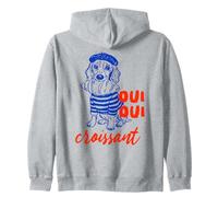 Oui Oui Croissant, Funny Dog, Funny French Meme Zip Hoodie