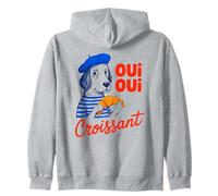 Oui Oui Croissant, Funny Dog, Funny French Meme Zip Hoodie