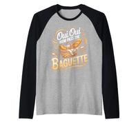 Oui Oui Now Pass the Baguette French Bread Bakery Raglan Baseball Tee