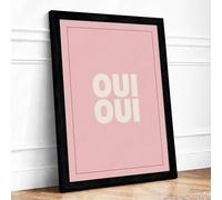 Oui Oui Typography Framed Wall Art Print A4 (29.7×21cm) Black, Wall Decor for Living Room, Bedroom, Office & Home, Ready to Hang, Art Gift