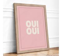 Oui Oui Typography Framed Wall Art Print A4 (29.7×21cm) Oak, Wall Decor for Living Room, Bedroom, Office & Home, Ready to Hang, Art Gift