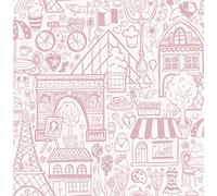 Oui Paris Pink Peel & Stick Wallpaper