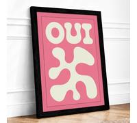 Oui Typography Framed Wall Art Print A3 Black
