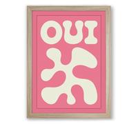 Oui Typography Modern Framed Wall Art Print A4 (29.7×21cm) Oak, Wall Decor for Living Room, Bedroom, Office & Home, Ready to Hang, Art Gift