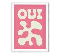 Oui Typography Modern Framed Wall Art Print A4 (29.7×21cm) White, Wall Decor for Living Room, Bedroom, Office & Home, Ready to Hang, Art Gift