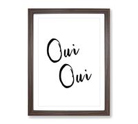 Oui Typography Quote Framed Print | A3 Walnut Framed Wall Art | Ready to Hang | Modern Positive Affirmations Picture | Living Room Bedroom Lounge Office