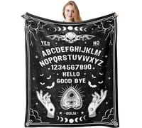 Ouija Board Blanket 150x130CM, Goth Witchy Birthday Gifts for Women/Men, Halloween Christmas Decorations, Gothic Skeleton Skull Ouija Board Decor, Spooky Gifts, Halloween Gothic Gifts for Women