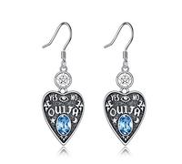 Ouija Board Earrings with Crystal 925 Sterling Silver Ouija Pentagram Dangle Dangly Drop Earrings Witch Wiccan Jewellery Gothic Spiritual Gifts for Women Girls (Ouija Board)