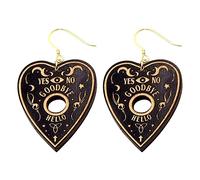 Ouija Board Plan Wooden Love Earrings Unique Wooden Earring Earrings with Pompoms (Black, One Size)