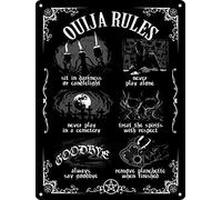 Ouija Board Rules Mini Black Tin Sign 15x20cm