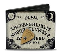 Ouija Board Wallet, Bifold, Ouija Board With Planchette White Black, Vegan Leather, White, 4.0" x 3.5", Casual