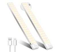 OUILA Motion Sensor Under Cabinet Lights, 32cm Under Cabinet Lights 3000K USB Rechargeable Battery Operated Under Cupboard Lighting Kitchen Lights with Magnetic Stickers for Stairs Hallway （2 Pack）