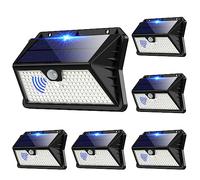 OUILA Solar Lights for Outdoor Wall, Pack of 6, 185 LED, 3 Modes, Solar Outdoor Light with Motion Sensor, IP65 Waterproof LED Solar Wall Light, Garden, Yard, Fence Lighting, Front Doors (Cool White)