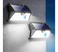 OUILA Solar Security Lights Outdoor Motion Sensor, 2 Pack Solar Lights Outdoor Garde, 185 LED Solar Wall Lights IP65 Waterproof 3 Modes Outdoor Solar Lights for Garage Yard Frontdoor (Cool White)