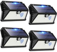 OUILA Solar Security Lights Outdoor Motion Sensor, 4 Pack Solar Lights Outdoor Garde, 185 LED Solar Wall Lights IP65 Waterproof 3 Modes Outdoor Solar Lights for Garage Yard Frontdoor (Cool White)