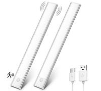 OUILA Under Cabinet Kitchen Lights, 108 LED [2 Pack] Cold White Motion Sensor Lights Indoor Stepless Dimming, 1800mAh USB-C Rechargeable LED Lights for Cupboard, Kitchen