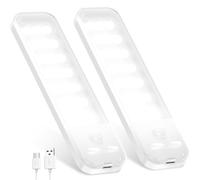 OUILA Under Cabinet Kitchen Lights, 21 LED [2 Pack] Cold White Motion Sensor Lights Indoor, 1000mAh USB-C Rechargeable LED Lights for Cupboard, Kitchen