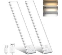 OUILA Under Cabinet Kitchen Lights, 64 LED [2 Pack] 3 Color Stepless Dimming Mo