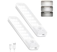 OUILA Under Cabinet Kitchen Lights, Motion Sensor Lights Indoor, 1000mAh USB-C Rechargeable LED Lights for Cupboard, Kitchen (Cold White, 15cm - 2 Pack)