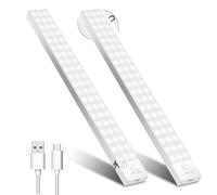 OUILA Under Cupboard Kitchen Lights, 2 Pack 32cm Stepless Dimming Rechargeable Motion Sensor Lights 1500mAh Magnetic LED Lights for Closet Cupboard, 5000K