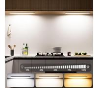 OUILA Under Cupboard Kitchen Lights, 43cm 2500mAh 2 Pack Rechargeable Wireless Motion Sensor Lights Magnetic Night Light for Stairs, Sideboard, Garderobe, Hallway, Kitchen, Toilet, 3 Colors