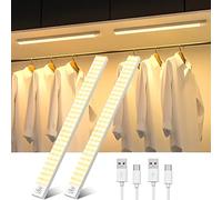OUILA Under Cupboard Kitchen Lights, 43cm 2500mAh 2 Pack Rechargeable Wireless Motion Sensor Lights Magnetic Night Light for Stairs, Sideboard, Garderobe, Hallway, Kitchen, Toilet, 3000K
