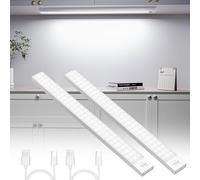 OUILA Under Cupboard Kitchen Lights, 43cm 2500mAh 2 Pack Rechargeable Wireless Motion Sensor Lights Magnetic Night Light for Stairs, Sideboard, Garderobe, Hallway, Kitchen, Toilet, 5000K